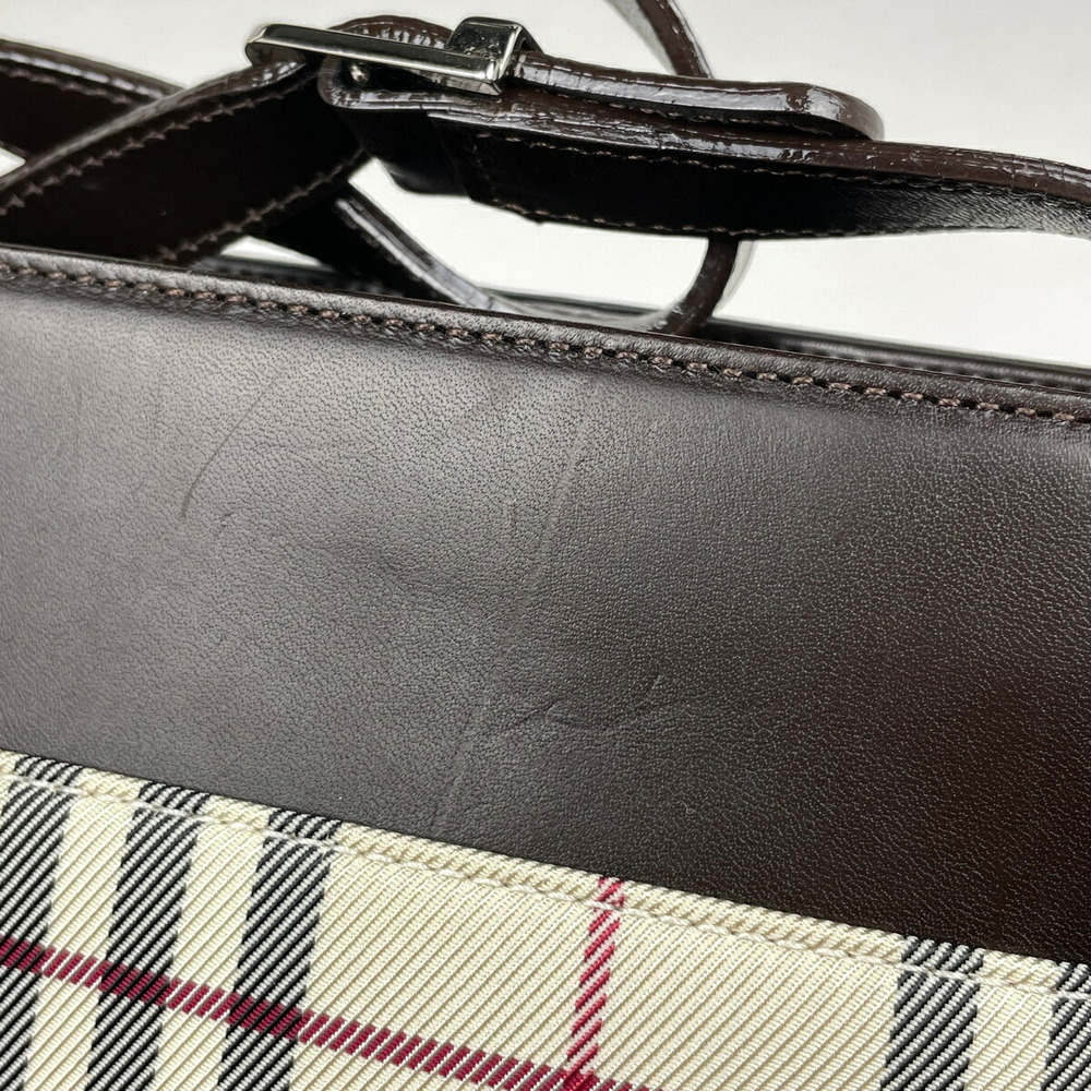 Burberry Logo Shoulder Bag Check One Shoulder Hobo Canvas Beige - Picture 4 of 6